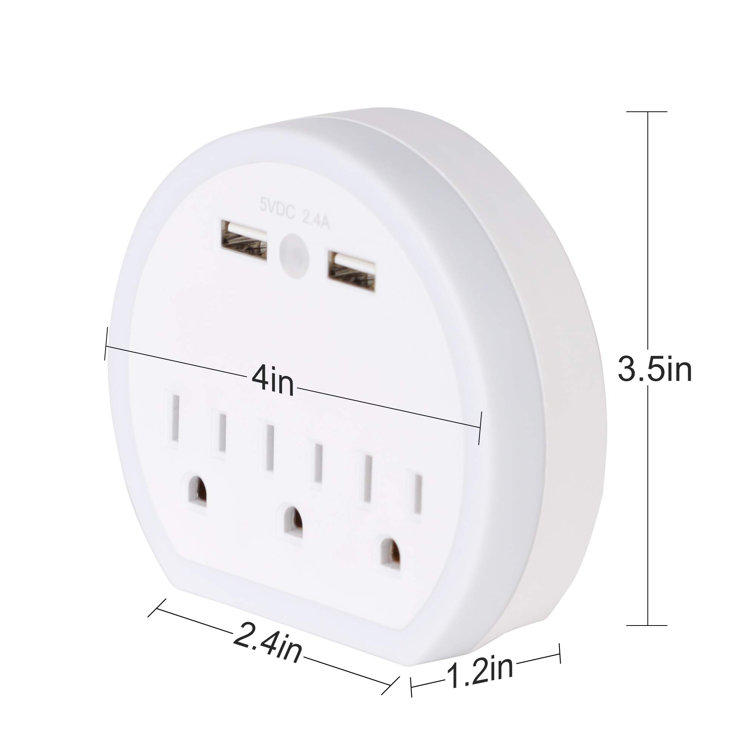 ACEM Wall Outlet Extender, Surge Protector with 3 Outlets and 2 USB
